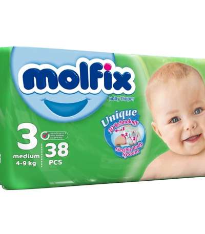 پوشک کودک سایز 3 بسته 38 عددی مولفیکس