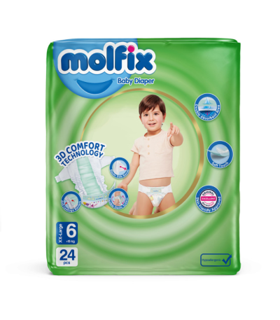 پوشک کودک سایز 6 بسته 24 عددی مولفیکس