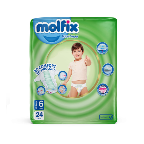 پوشک کودک سایز 6 بسته 24 عددی مولفیکس